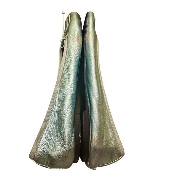 Saint Laurent Metallic Blue Leather Bow Ballet Flats Size 391/2 US 9 - Picture 5 of 13